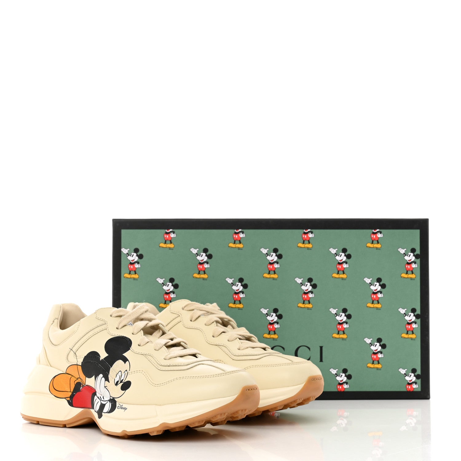 Gucci X DISNEY Calfskin Mickey Mouse Womens Rhyton Sneakers 38 Ivory 9 of 9