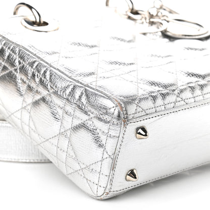 Christian Dior Metallic Grained Calfskin Cannage Small Lucky Badges My Lady Dior Silver 8 of 9