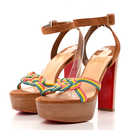 Christian Louboutin Nappa Veau Velours Couio Ella 130 Sandals 40 Multicolor Beige 3 of 7