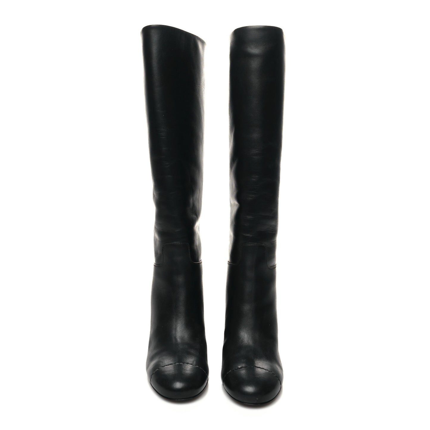 Calfskin CC Knee High Boots 37 Black