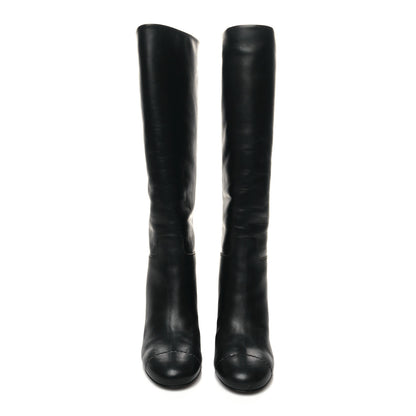 Chanel Calfskin CC Knee High Boots 37 Black 2 of 8