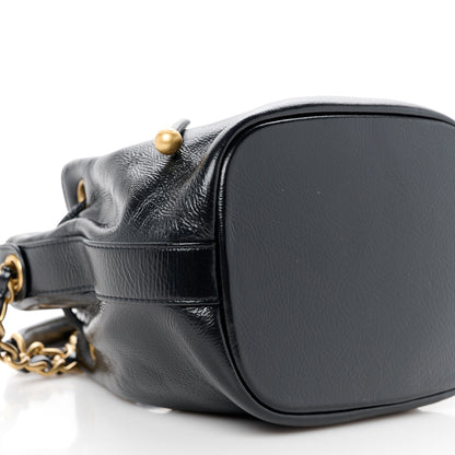 Chanel Shiny Aged Calfskin CC Chain Mini Drawstring Bag Black 9 of 11