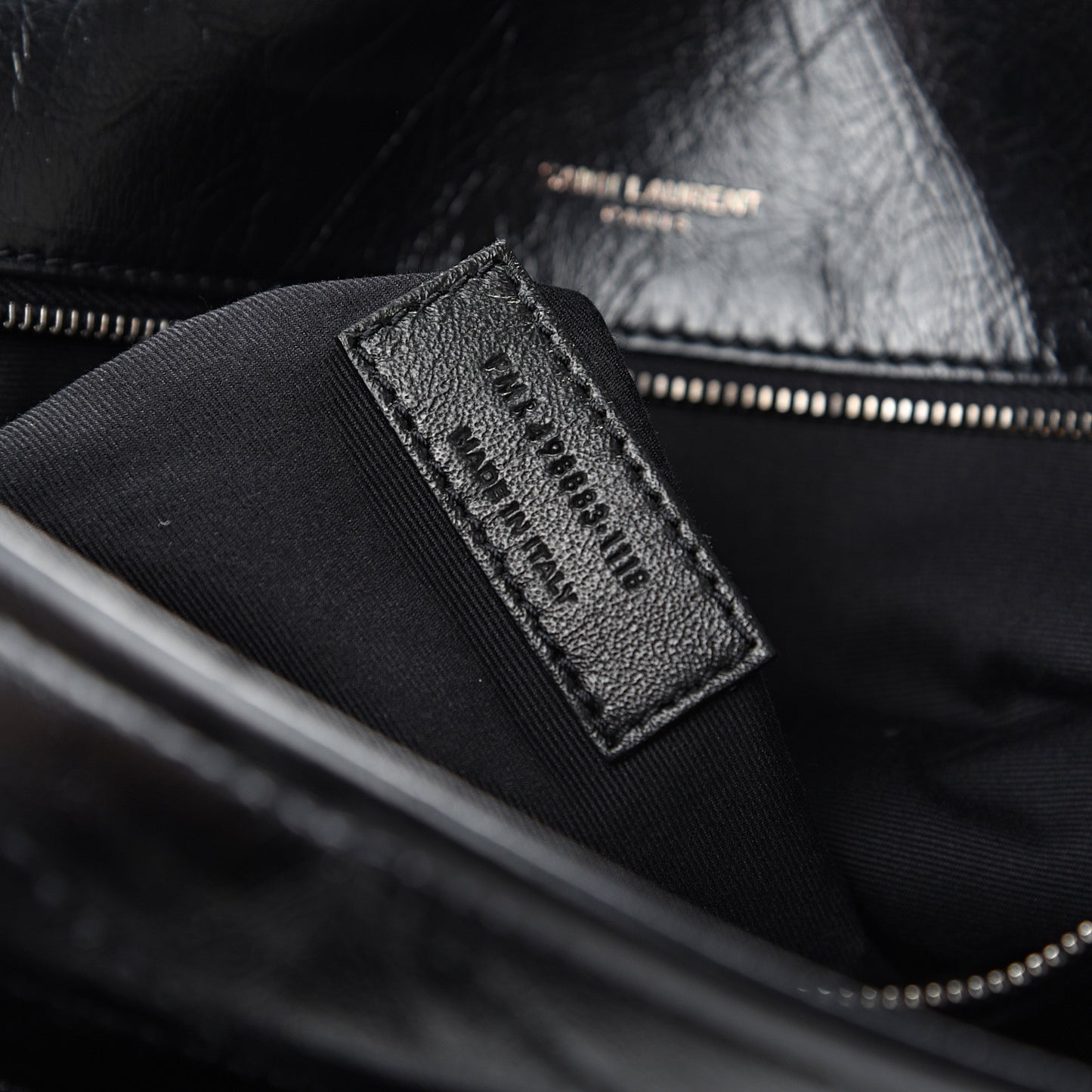 Crinkled Calfskin Matelasse Monogram Large Niki Chain Satchel Black
