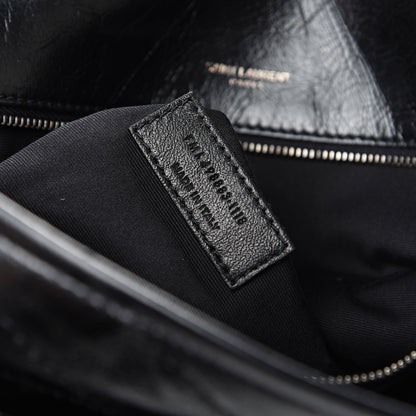 Saint Laurent Crinkled Calfskin Matelasse Monogram Large Niki Chain Satchel Black 6 of 9