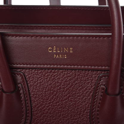 Celine Smooth Calfskin Goatskin Nano Luggage Burgundy 6 of 9