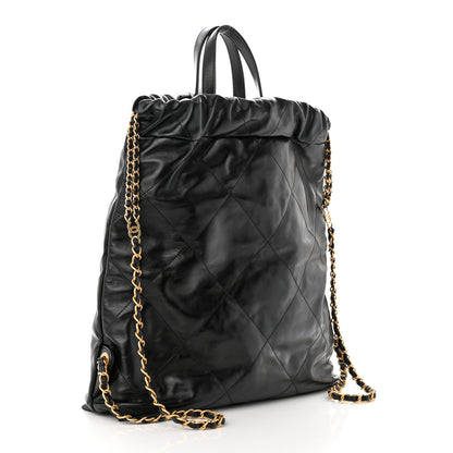 Chanel Shiny Calfskin Quilted Chanel 22 Backpack Black 3 of 12