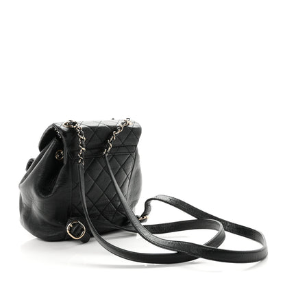 Chanel Glazed Aged Calfskin Quilted Small Duma Drawstring Backpack Black 2 of 9
