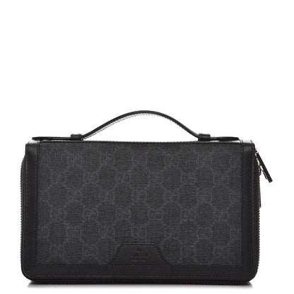 Gucci GG Supreme Monogram Travel Document Case Black Grey 1 of 8
