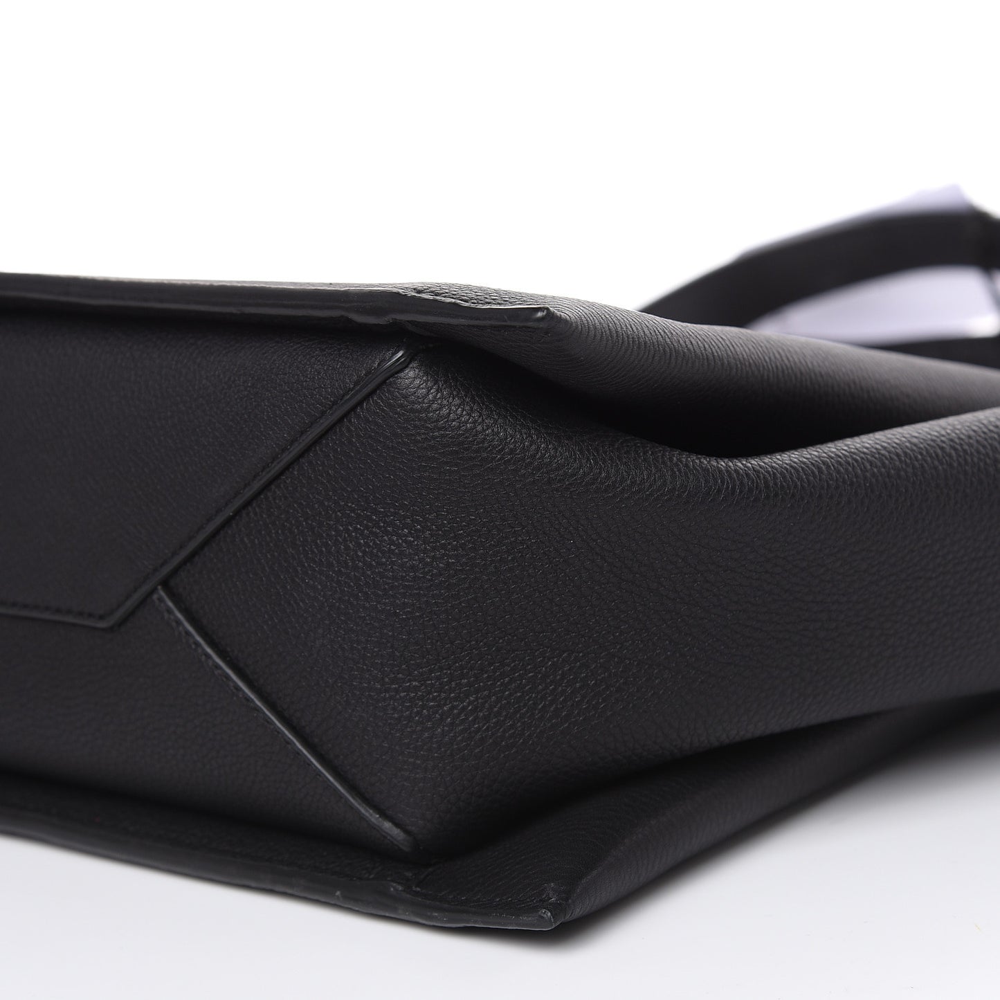 Baby Grained Calfskin Medium Tri-Fold Bag Black