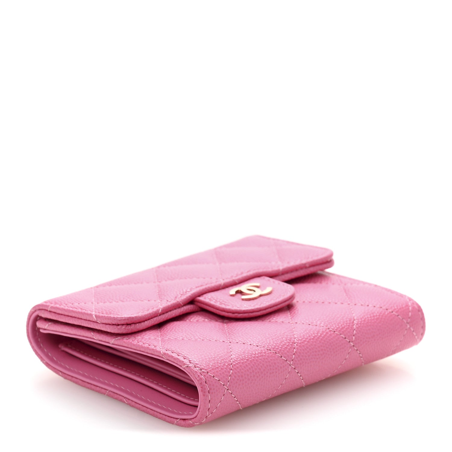 Chanel Caviar Quilted Compact Flap Wallet Pink 4 of 10