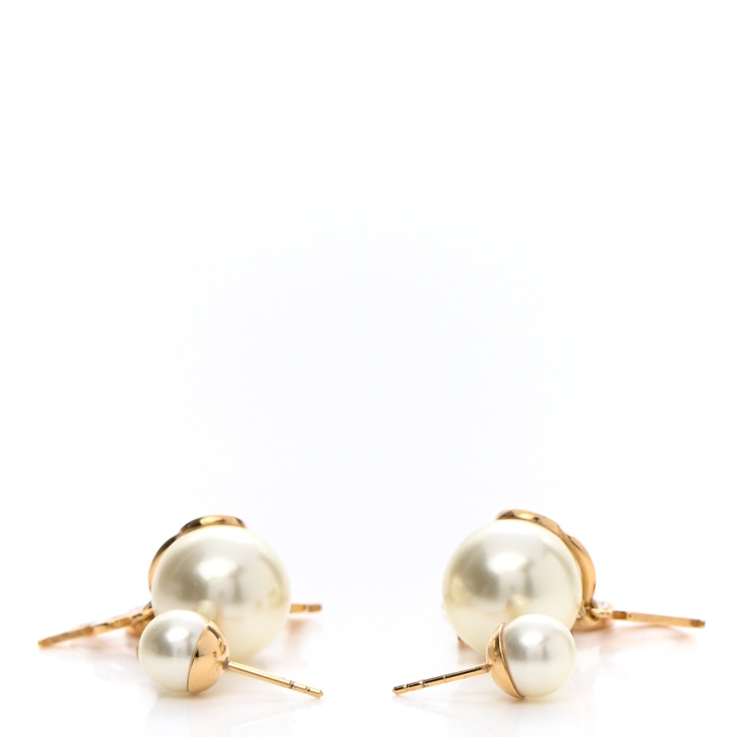 Pearl Crystal Tribal Logo Charms Earrings Gold
