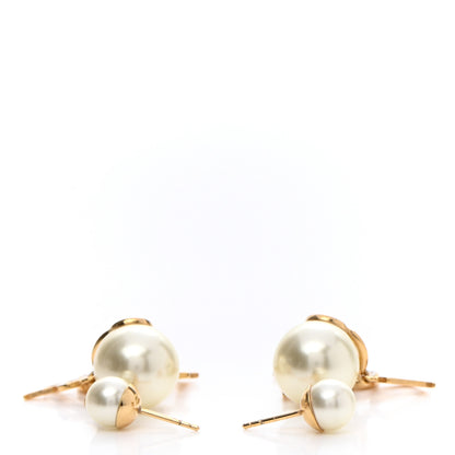 Christian Dior Pearl Crystal Tribal Logo Charms Earrings Gold 3 of 4
