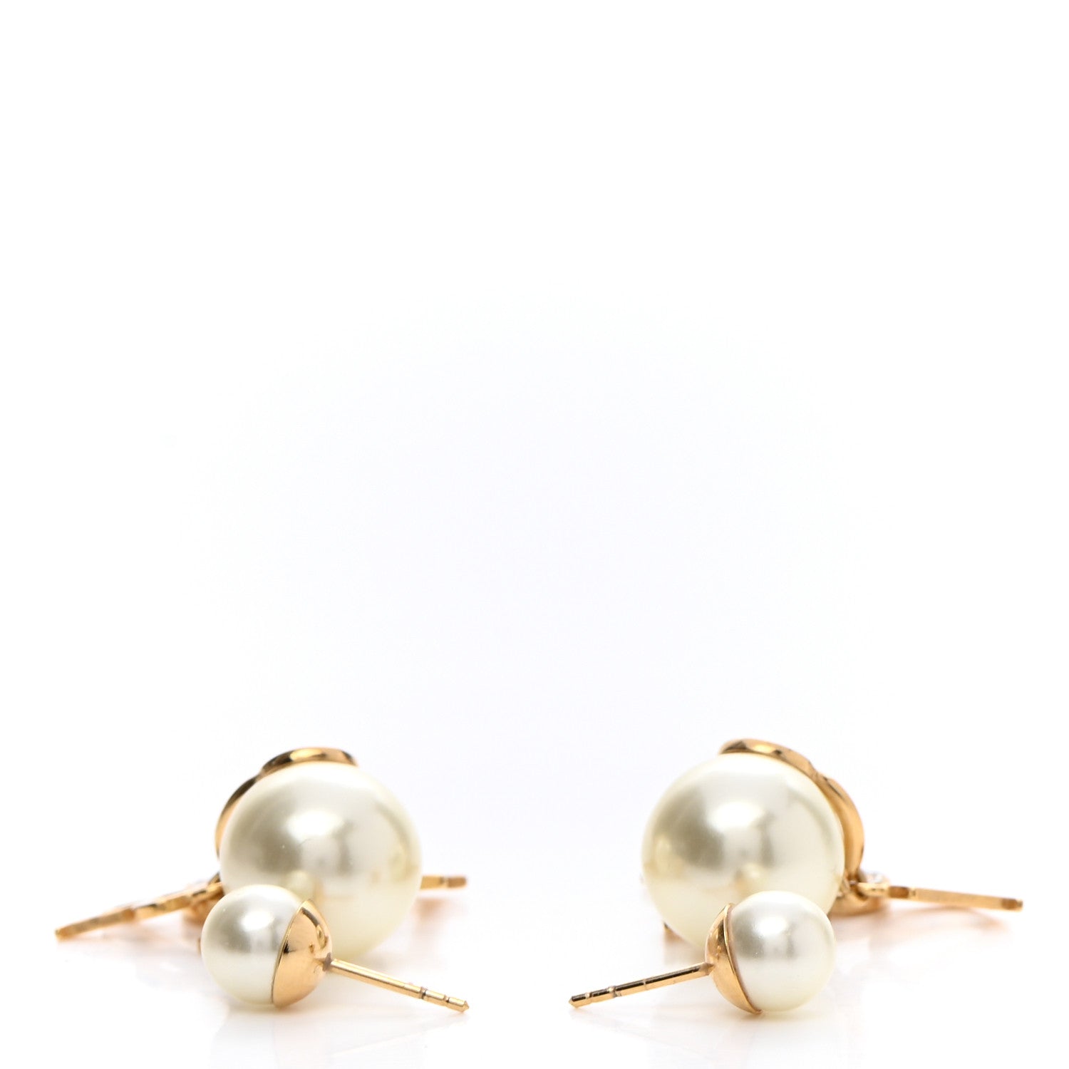 Christian Dior Pearl Crystal Tribal Logo Charms Earrings Gold 3 of 4