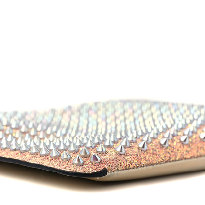Christian Louboutin Metallic Calfskin Glitter Quadro Spikes Loubiclutch Rosegold 6 of 7