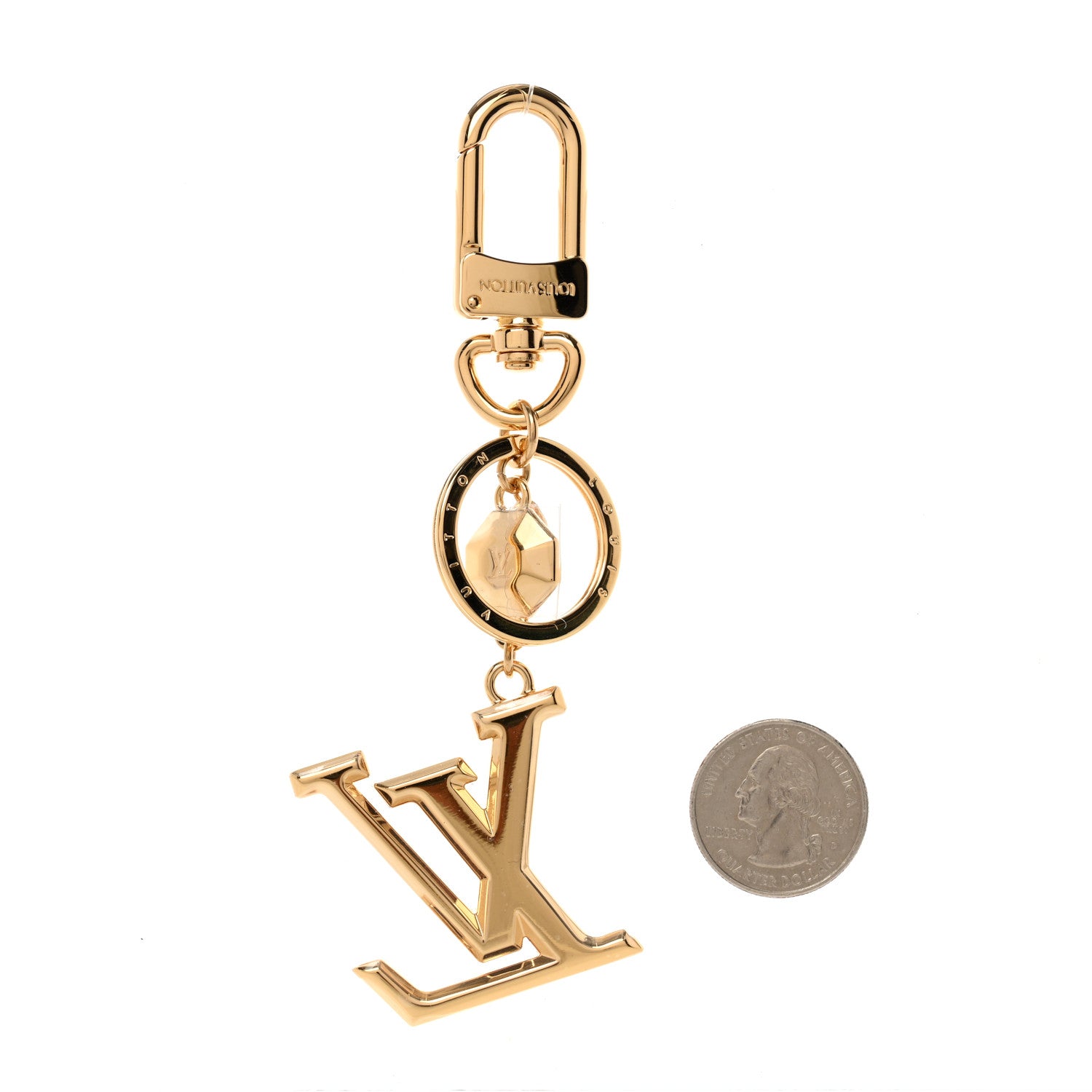 Louis Vuitton Metal LV Facettes Bag Charm Key Holder Gold 2 of 6