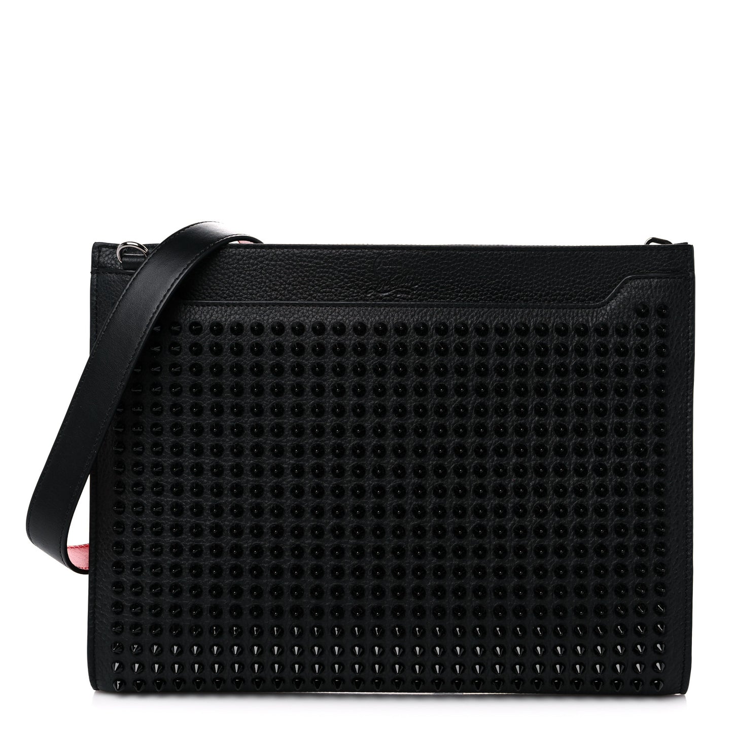 Calfskin Studded Skypouch Crossbody Clutch Black