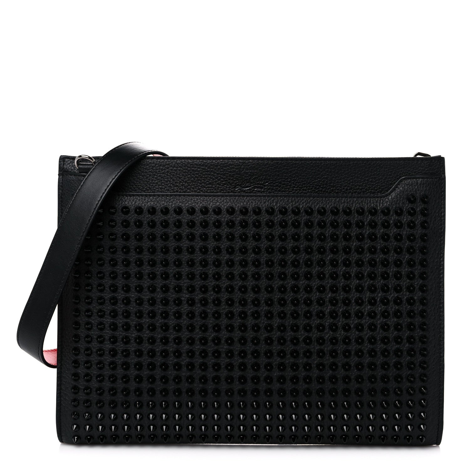 Christian Louboutin Calfskin Studded Skypouch Crossbody Clutch Black 1 of 9