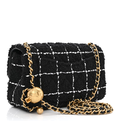 Chanel Tweed Quilted Mini Rectangular Pearl Crush Flap Black 3 of 11
