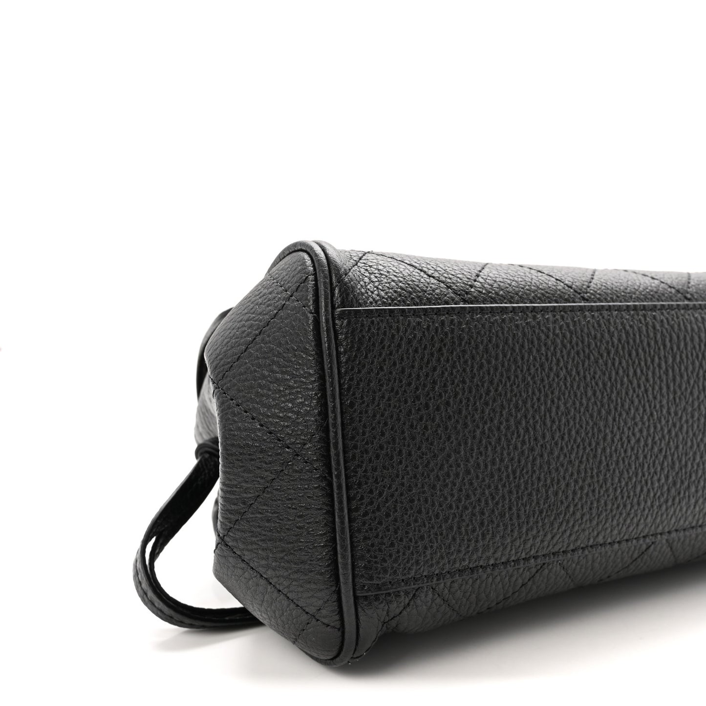 Grained Calfskin Stitched Urban Essentials Small Shopping Bag Black