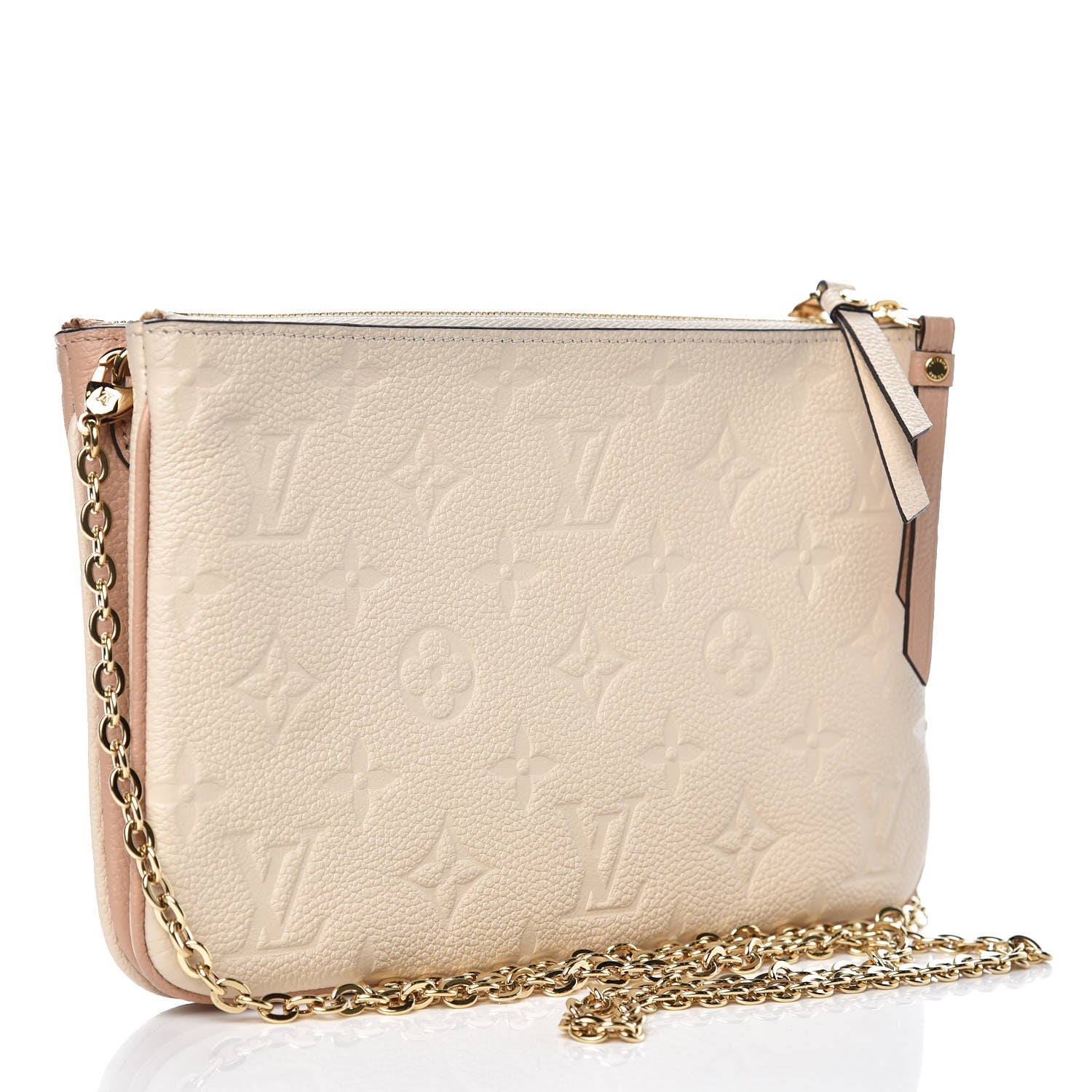 Louis Vuitton Empreinte Double Zip Pochette Beige Rose Creme 3 of 9