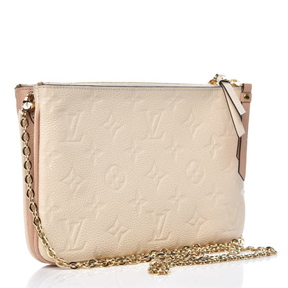 Louis Vuitton Empreinte Double Zip Pochette Beige Rose Creme 3 of 9