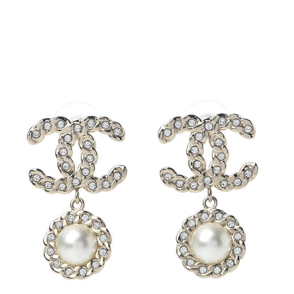 Chanel Crystal Pearl Pearls Coronation CC Drop Earrings Gold 1 of 5