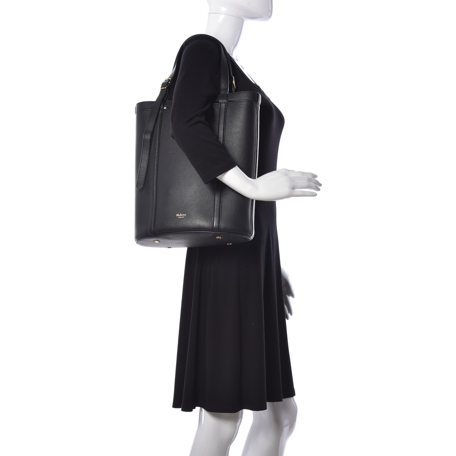Mulberry Small Classic Grain Calfskin Bucket Tote Bag Black 2 of 21