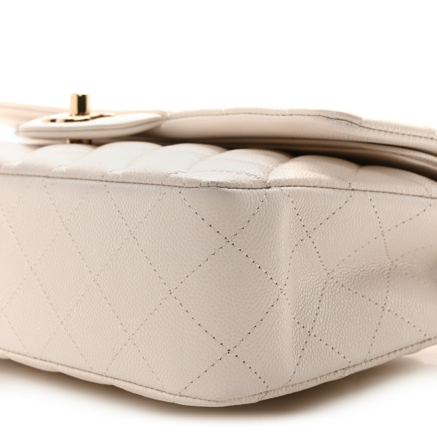 Chanel Caviar Quilted Medium Double Flap White 10 of 11