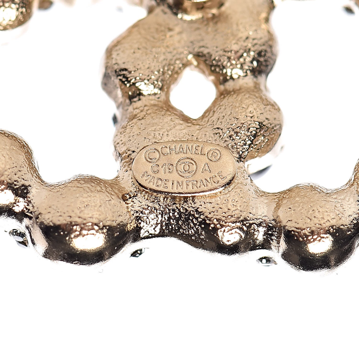 Chanel Crystal Bead CC Earrings Gold Dark Grey 3 of 5