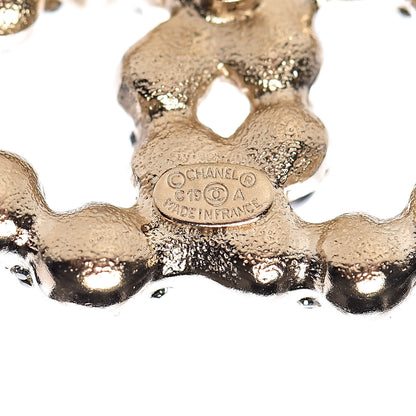 Chanel Crystal Bead CC Earrings Gold Dark Grey 3 of 5