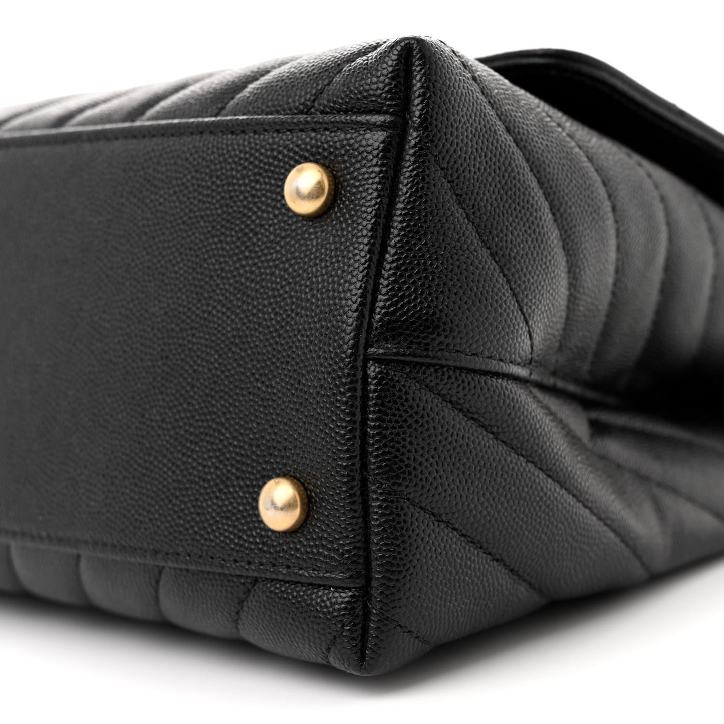 Caviar Chevron Quilted Small Coco Handle Flap Black