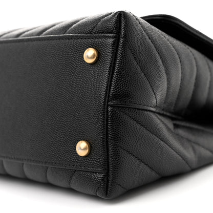 Chanel Caviar Chevron Quilted Small Coco Handle Flap Black 10 of 11