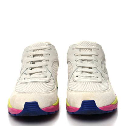 Chanel Suede Calfskin CC Sneakers 36 White Pink Green 2 of 11