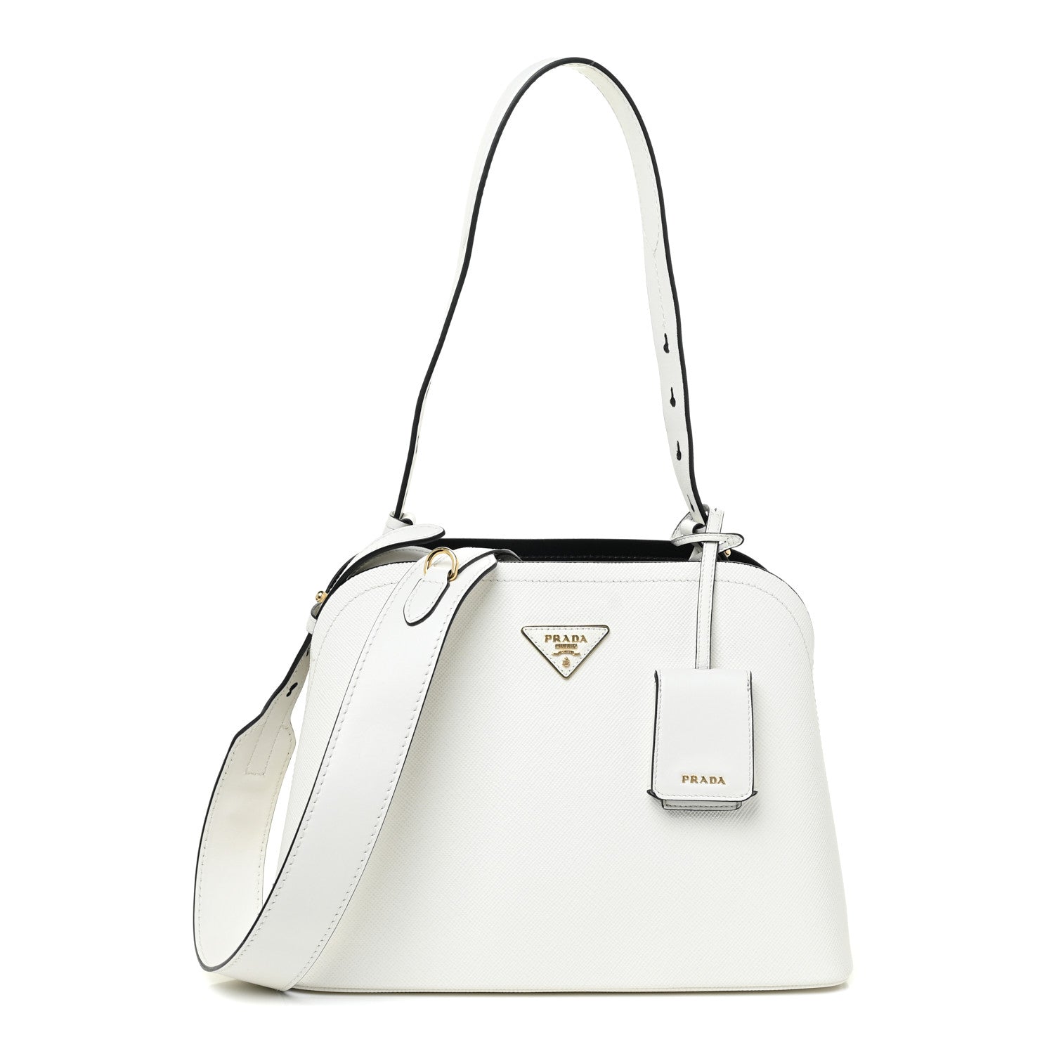 Prada Saffiano Cuir Medium Matinee Tote White Black 1 of 11