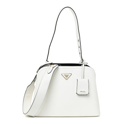 Prada Saffiano Cuir Medium Matinee Tote White Black 1 of 11