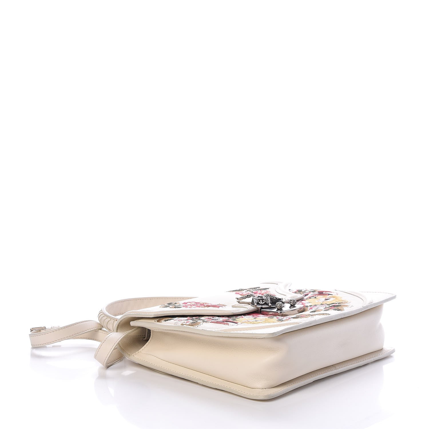 Alexander McQueen Calfskin Embroidered Flower Satchel Off White 4 of 11