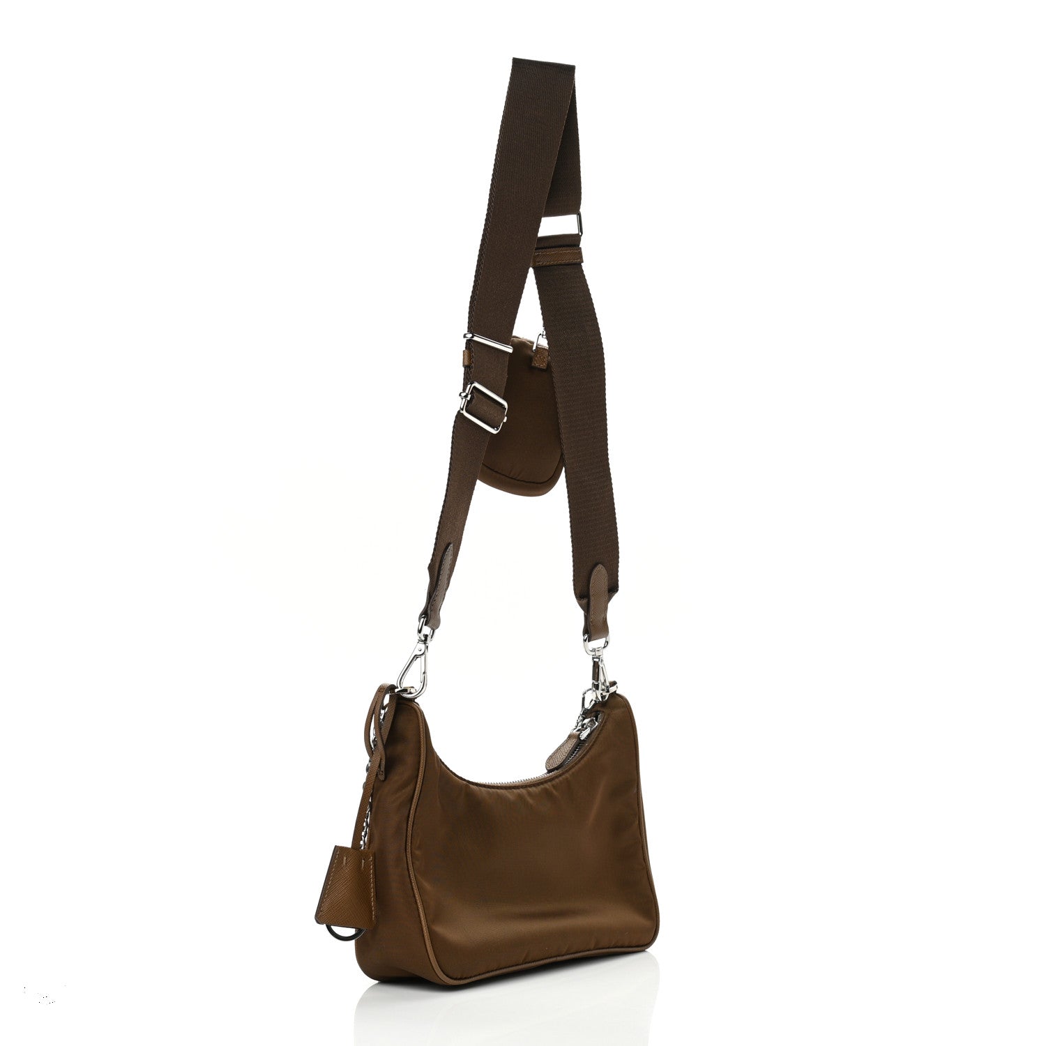 Prada Tessuto Nylon Saffiano Re-Edition 2005 Shoulder Bag Cacao 3 of 11