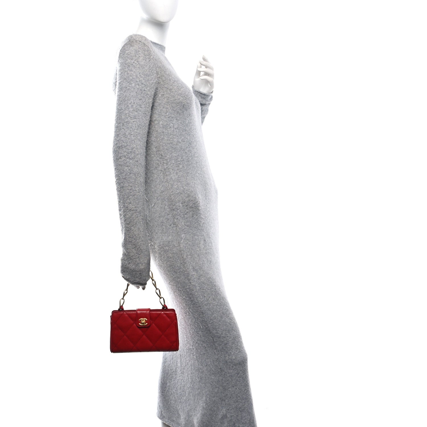 Chanel Lambskin Quilted Clutch Red 2 of 16
