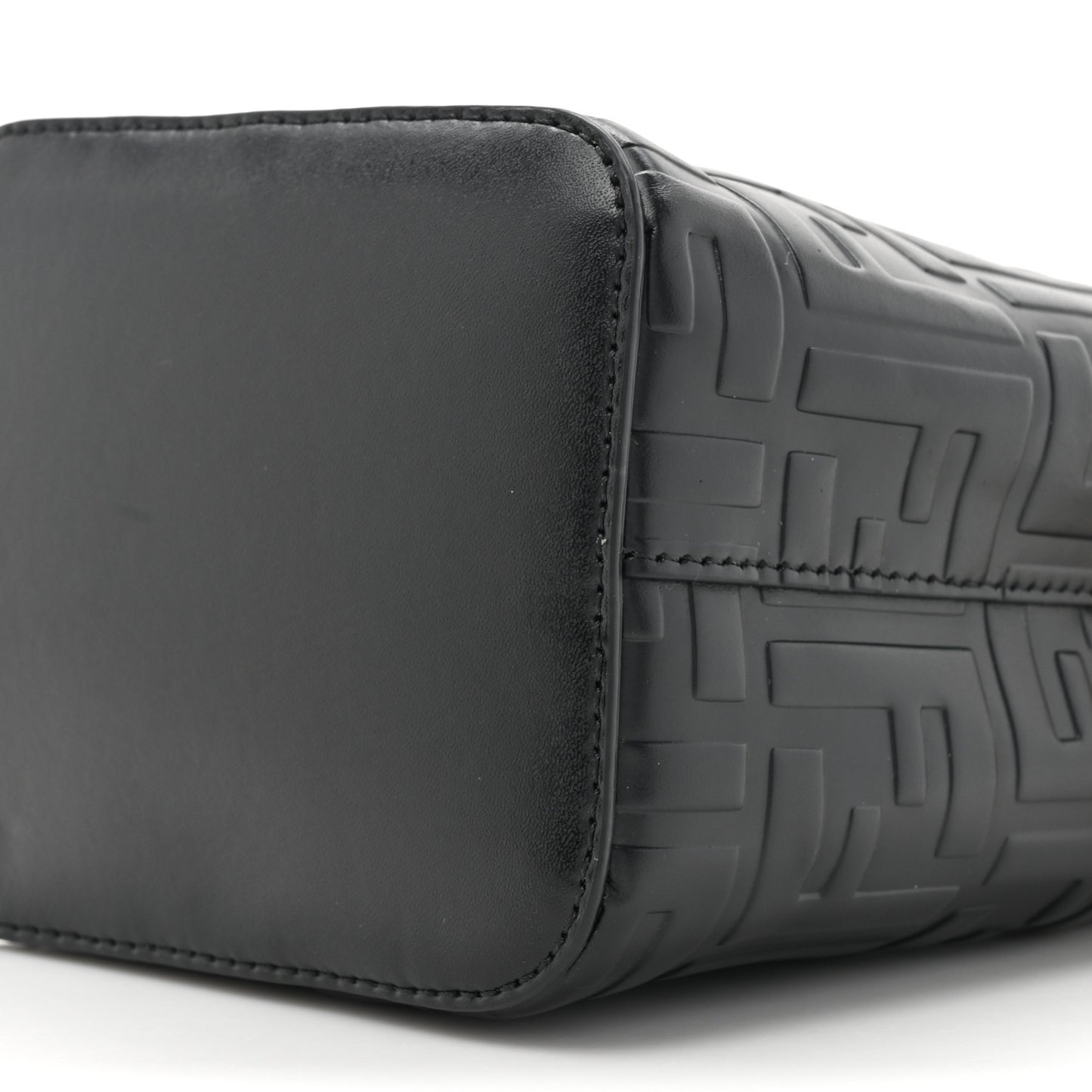 Vitello Liberty F is Fendi FF 1974 Embossed Mini Mon Tresor Bucket Bag Black