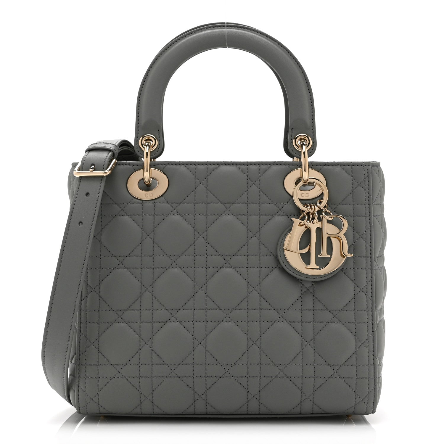 Christian Dior Lambskin Cannage Medium Lady Dior Grey 1 of 10
