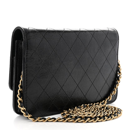 Chanel Aged Glazed Calfskin Stitched Golden Class CC Wallet on Chain WOC Black 3 of 13