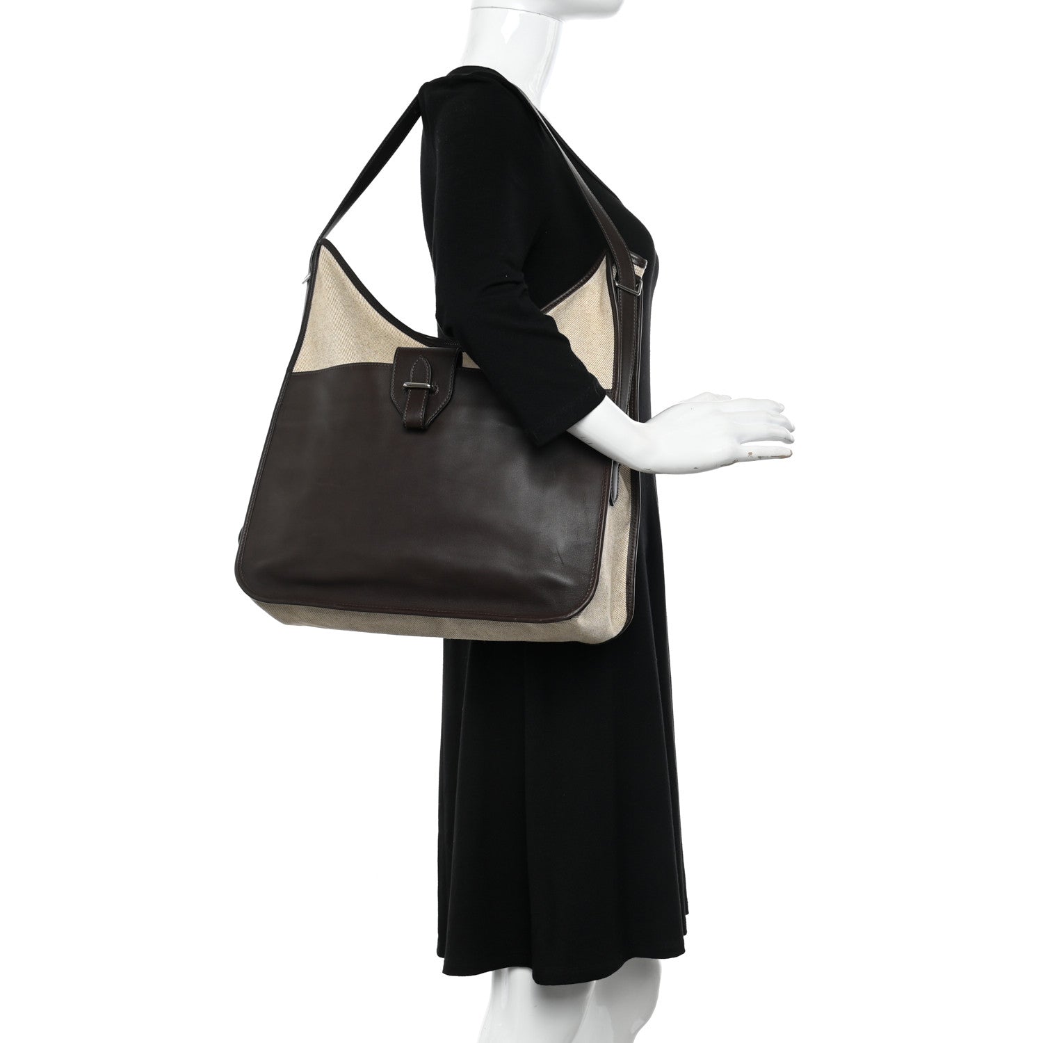 Hermes Toile Swift Jumping Shopping Bag Chocolate 2 of 11
