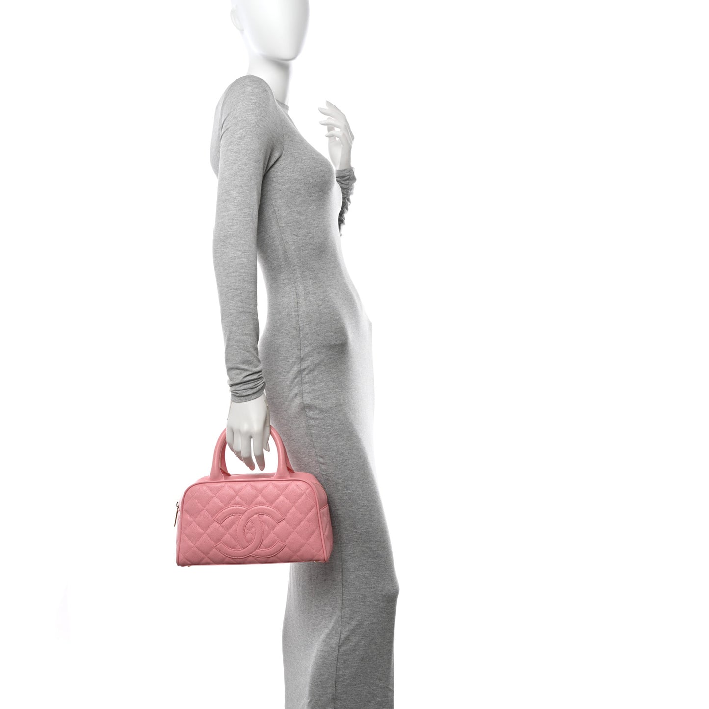Caviar Quilted Small Bowler Pink
