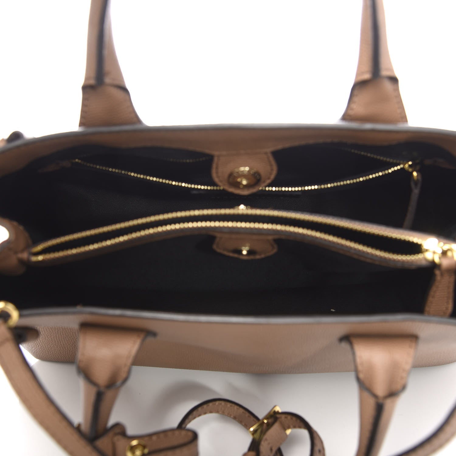 Burberry Grainy Calfskin House Check Medium Banner Tote Dark Sand 5 of 9