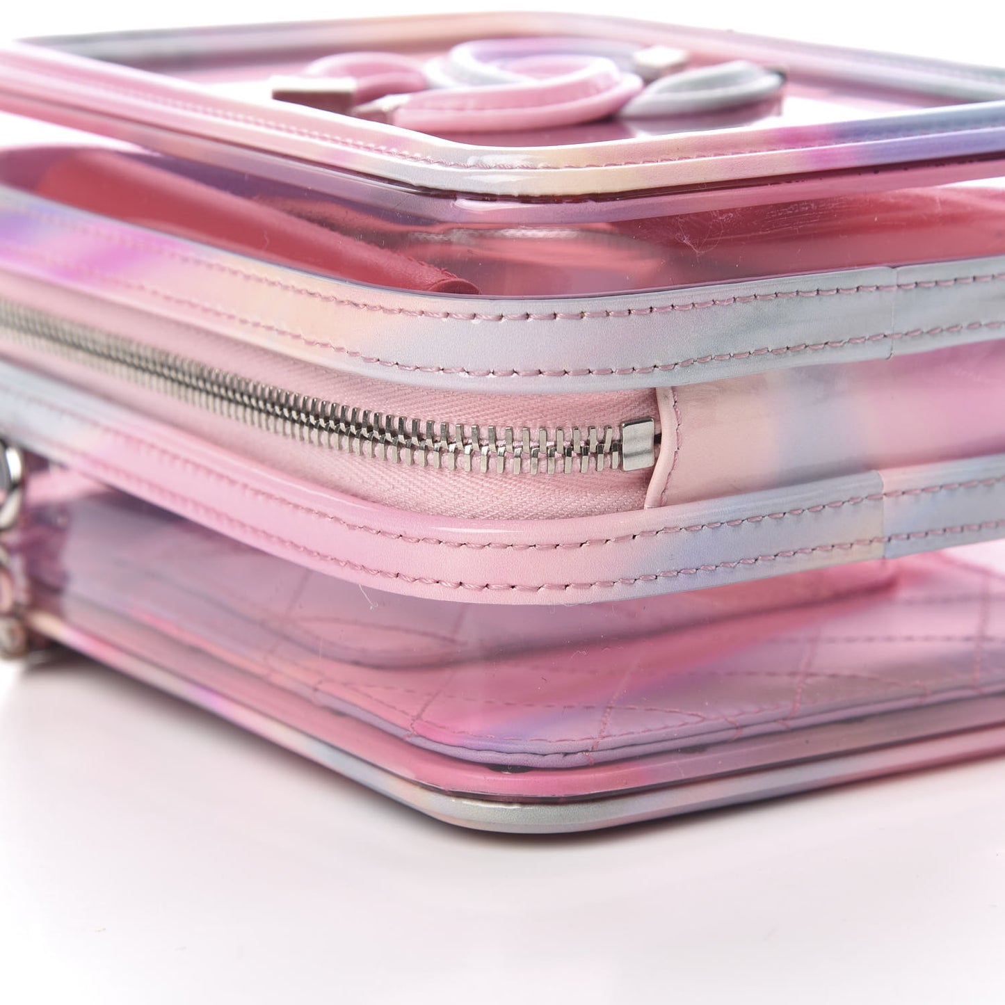PVC Patent Calfskin Patent Lambskin Vertical Vanity Case Pink