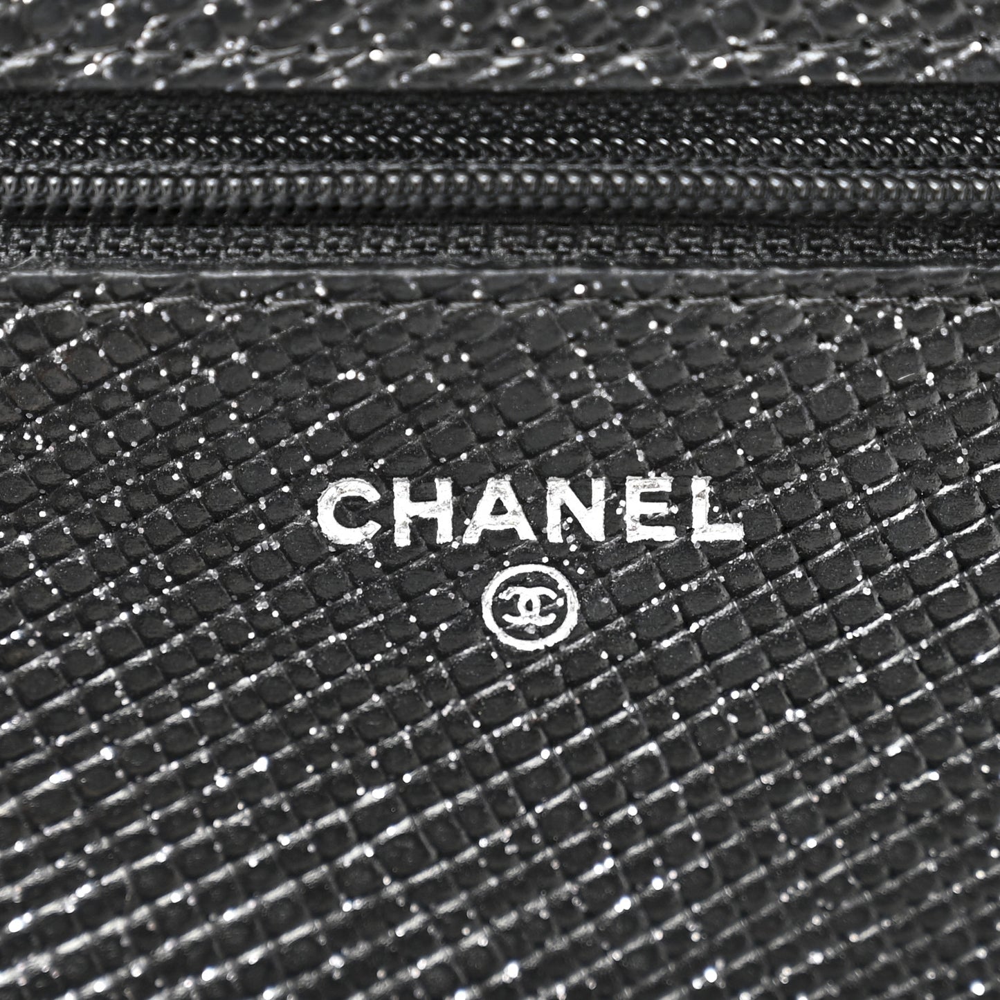 Glitter Calfskin Quilted Wallet on Chain WOC Black