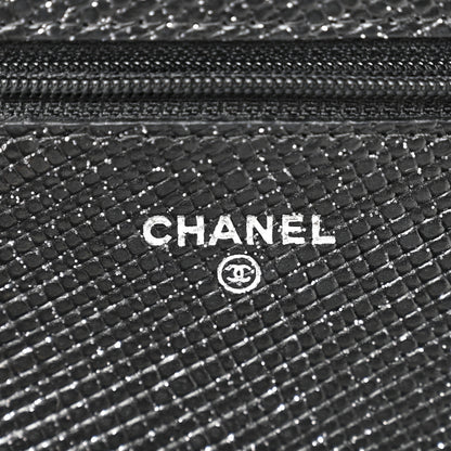 Chanel Glitter Calfskin Quilted Wallet on Chain WOC Black 6 of 12