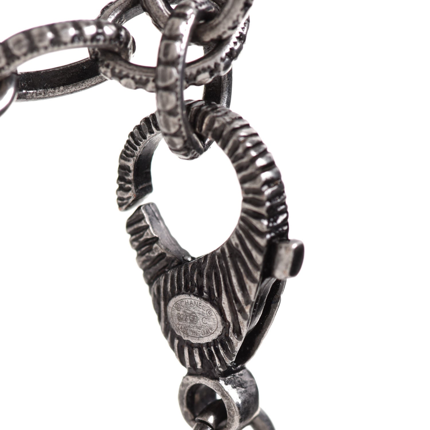 Chanel Pearl Crystal CC Camellia Bracelet Ruthenium Black 5 of 6