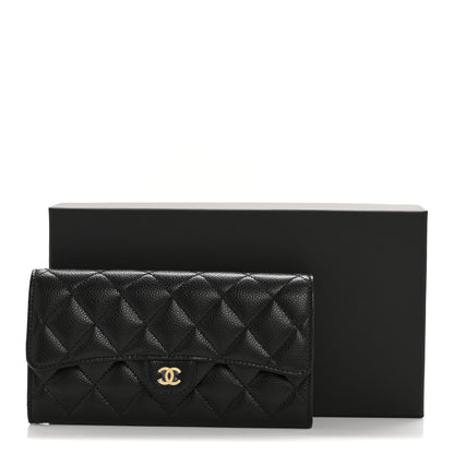 Chanel Caviar Quilted Large Gusset Flap Wallet Black 9 of 9