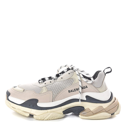 Balenciaga Fabric Mesh Womens Triple S Sneakers 38 Beige Black 1 of 8